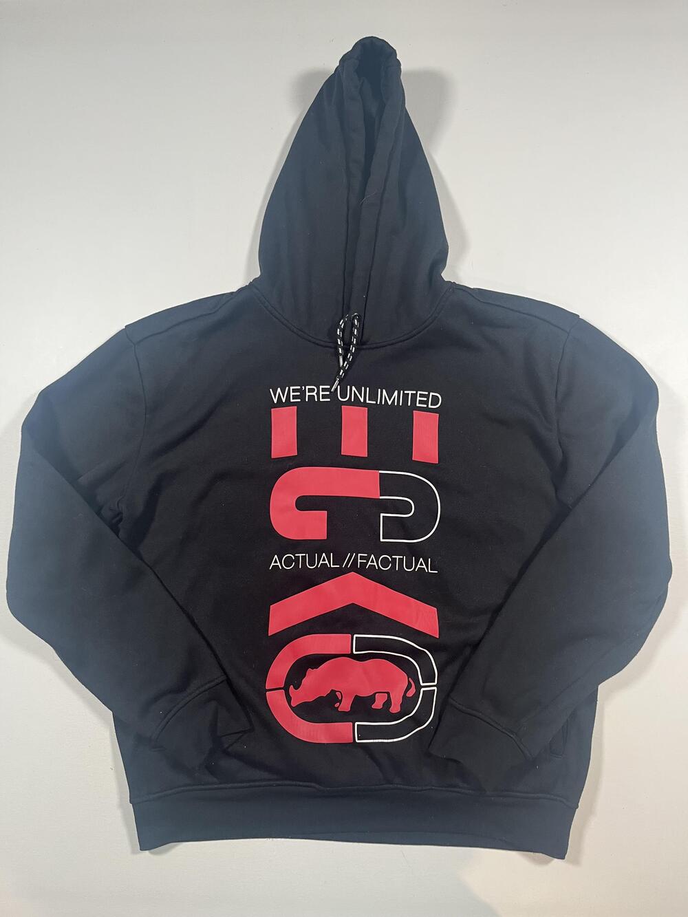 Ecko Unltd Hoodie Sweatshirt Mens XL Black Pullover Fleece Logo Graphic